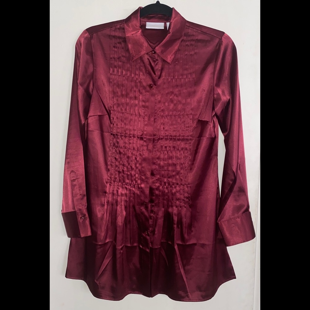 CHICO’s Burgundy Button Down Shirt Size 0